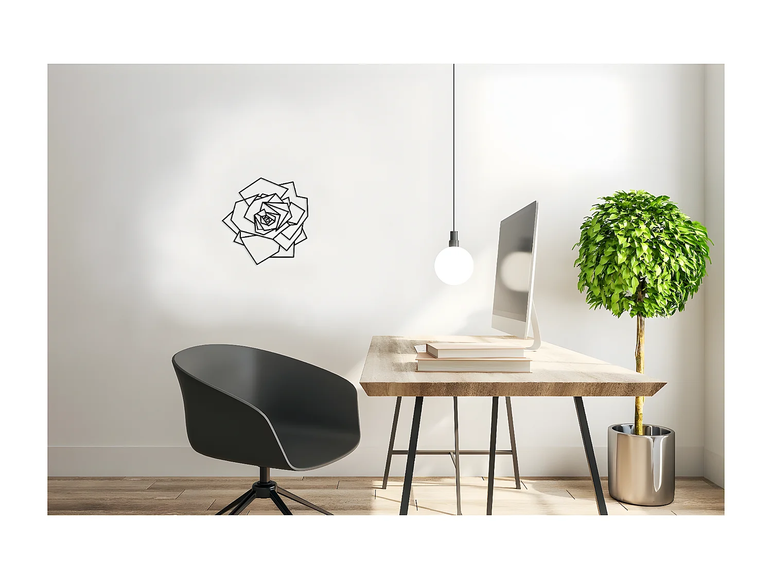 Metalen Decoratie Roze 1 - Zwart - 40x1,5x40 cm - EPIKASA