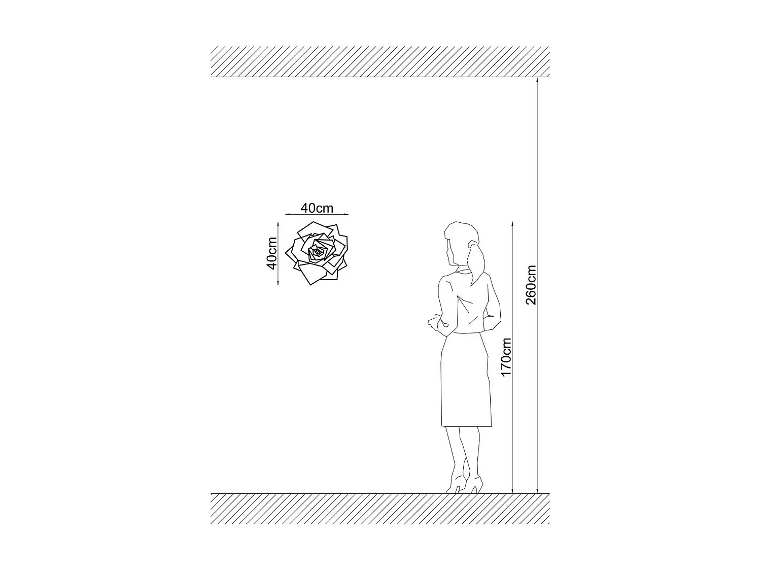 Metalen Decoratie Roze 1 - Zwart - 40x1,5x40 cm - EPIKASA