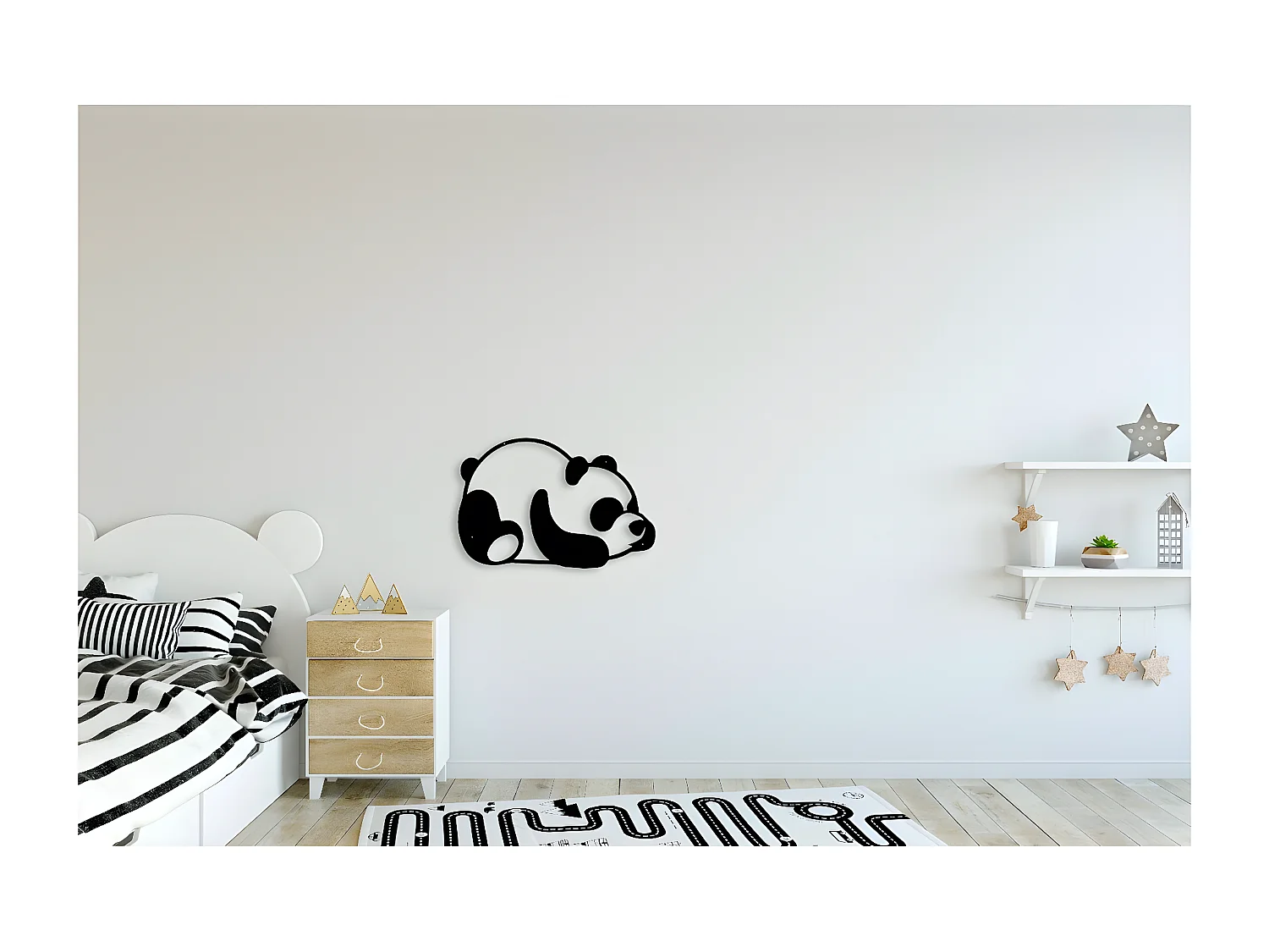 Dekoracja Metalowa Panda 2, Czarny, 50x1,5x35 cm, EPIKASA