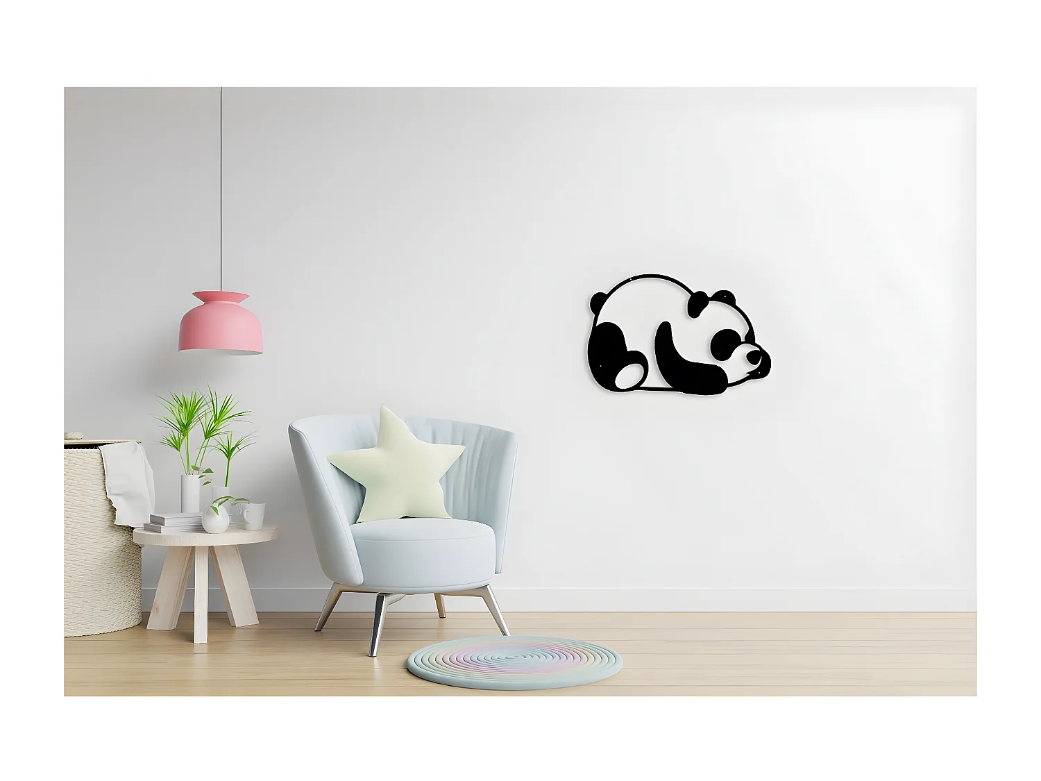 Dekoracja Metalowa Panda 2, Czarny, 50x1,5x35 cm, EPIKASA