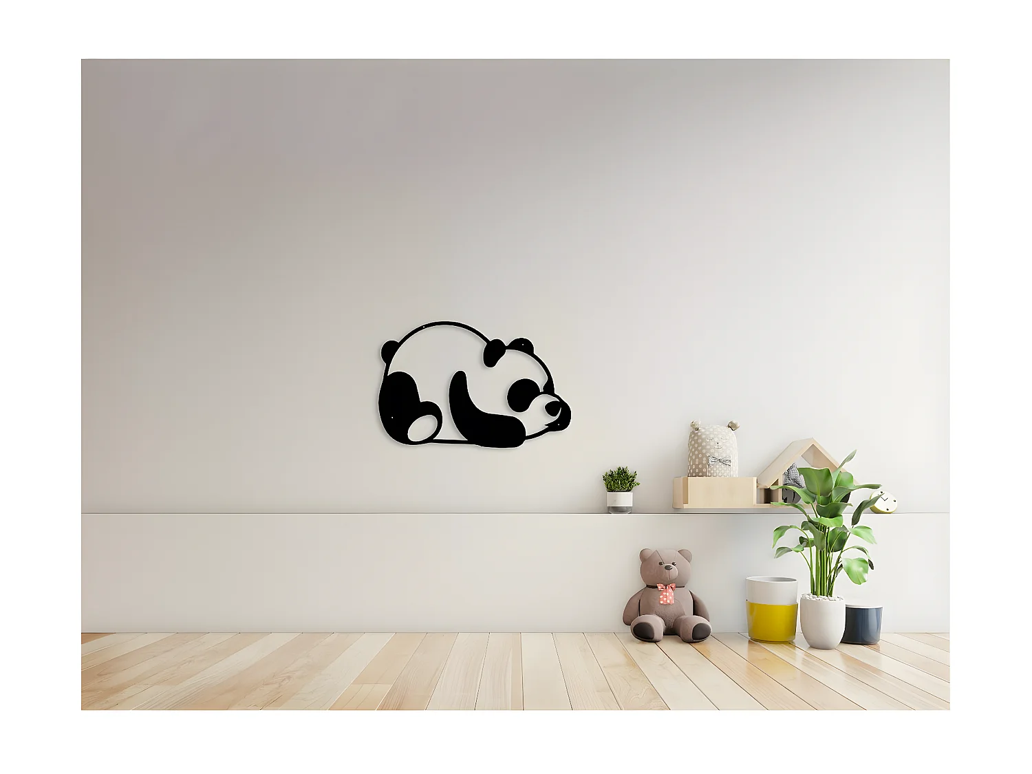 Dekoracja Metalowa Panda 2, Czarny, 50x1,5x35 cm, EPIKASA