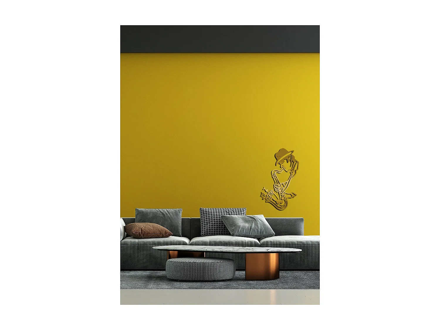 Décoration en Métal Jazz 11, Or, 43x1,5x69 cm, EPIKASA