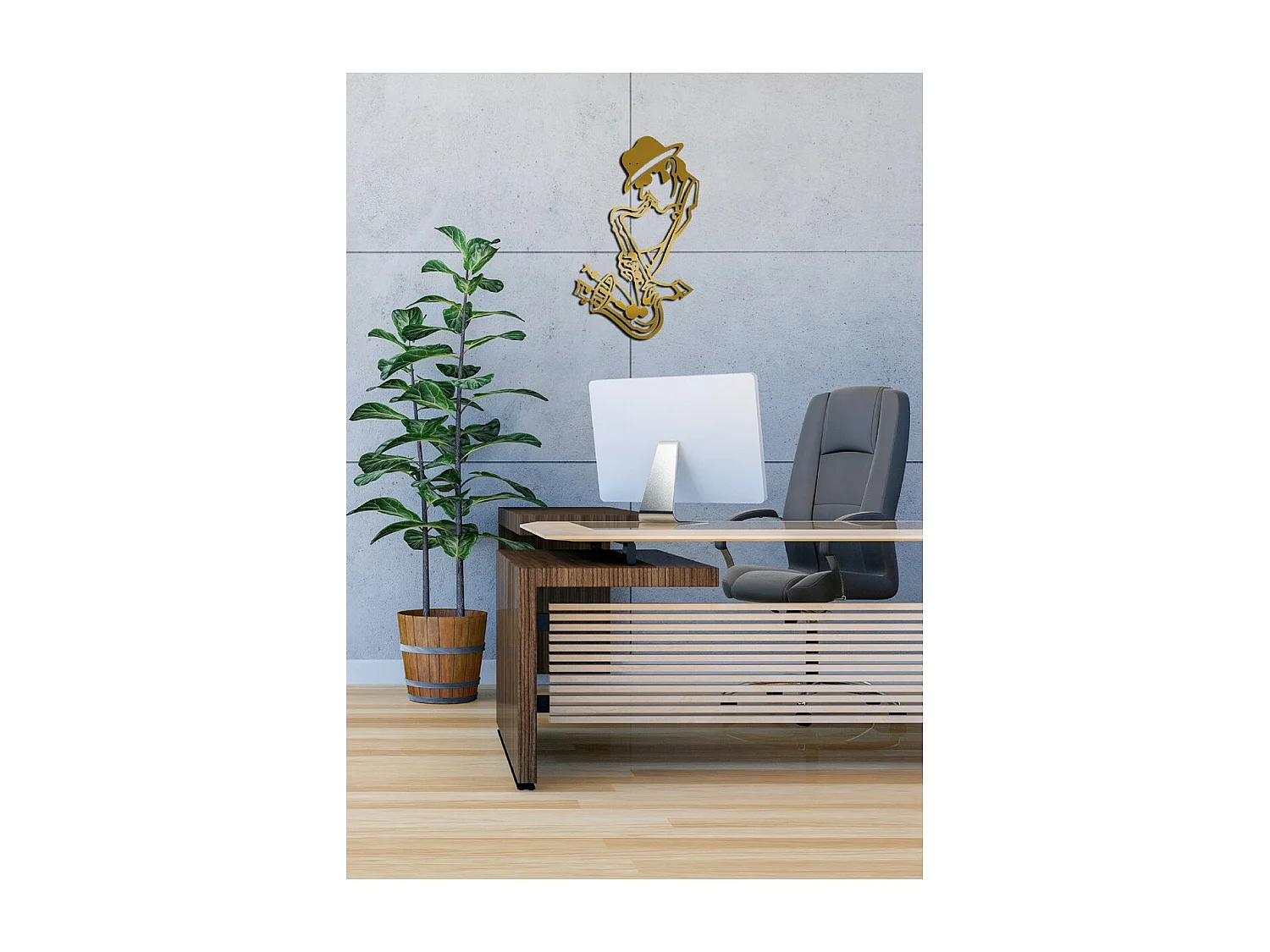 Décoration en Métal Jazz 11, Or, 43x1,5x69 cm, EPIKASA