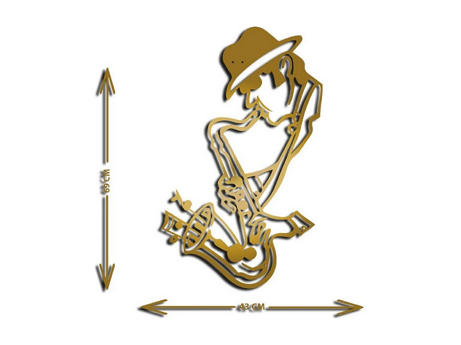 Décoration en Métal Jazz 11, Or, 43x1,5x69 cm, EPIKASA