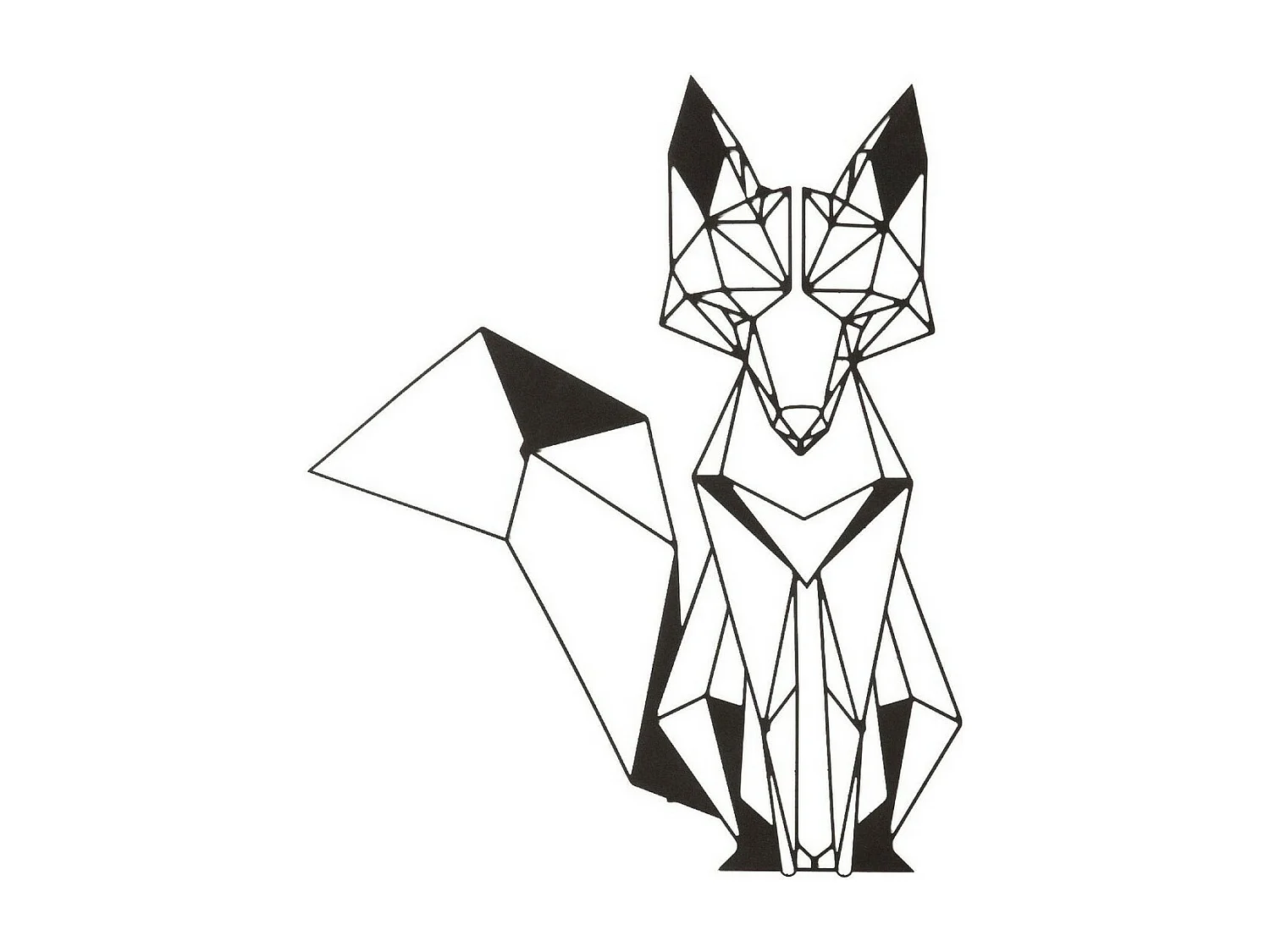 Metalen Decoratie Fox - Zwart - 33x1,5x40 cm - EPIKASA