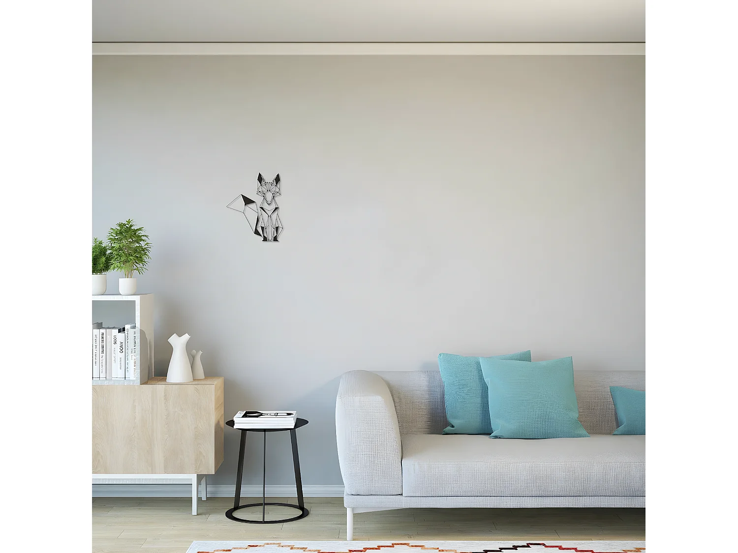 Metalen Decoratie Fox - Zwart - 33x1,5x40 cm - EPIKASA