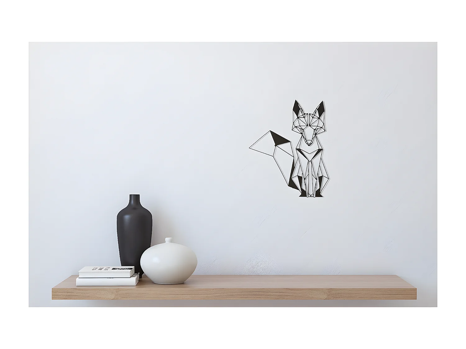 Metalen Decoratie Fox - Zwart - 33x1,5x40 cm - EPIKASA