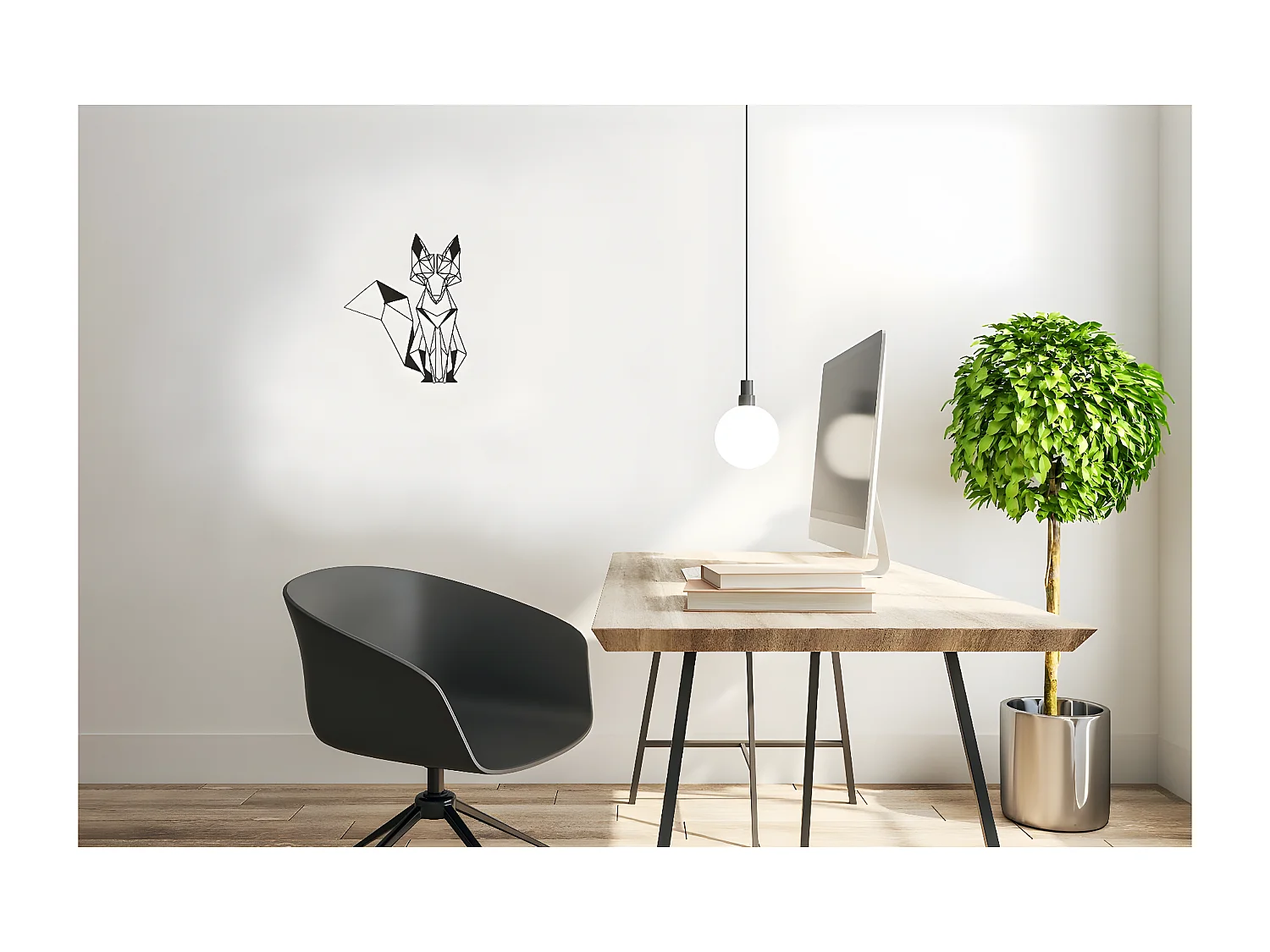 Metalen Decoratie Fox - Zwart - 33x1,5x40 cm - EPIKASA