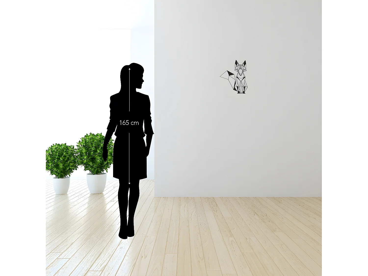 Metalen Decoratie Fox - Zwart - 33x1,5x40 cm - EPIKASA