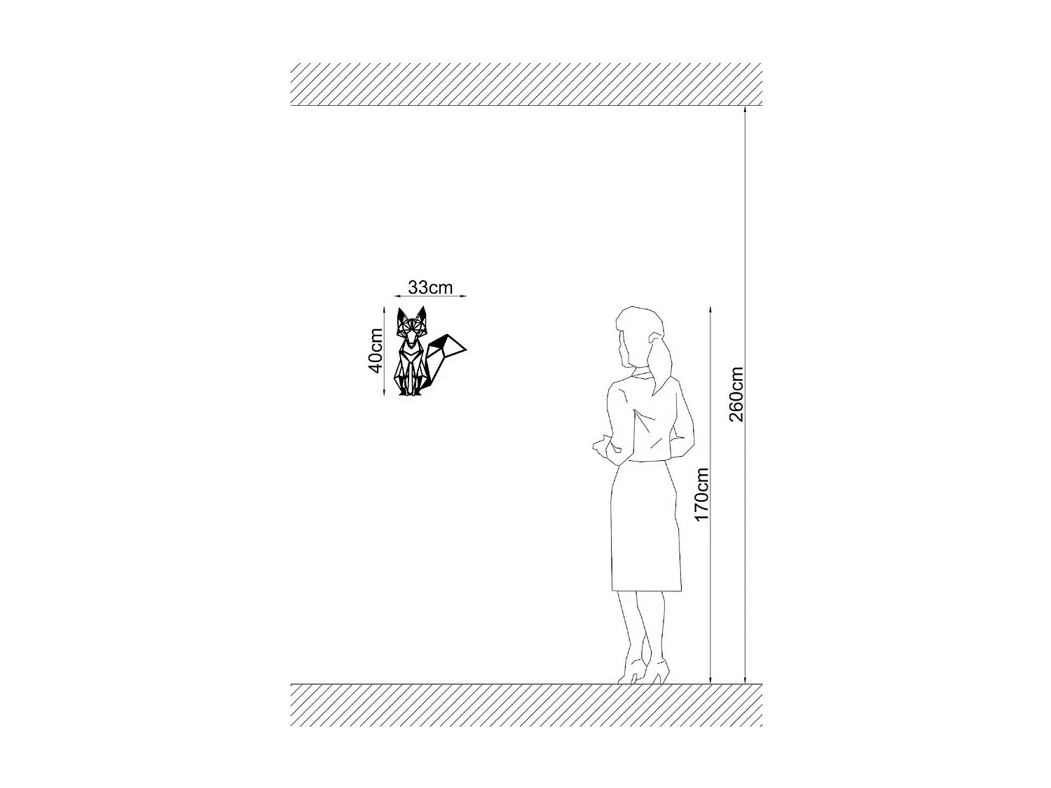 Metalen Decoratie Fox - Zwart - 33x1,5x40 cm - EPIKASA