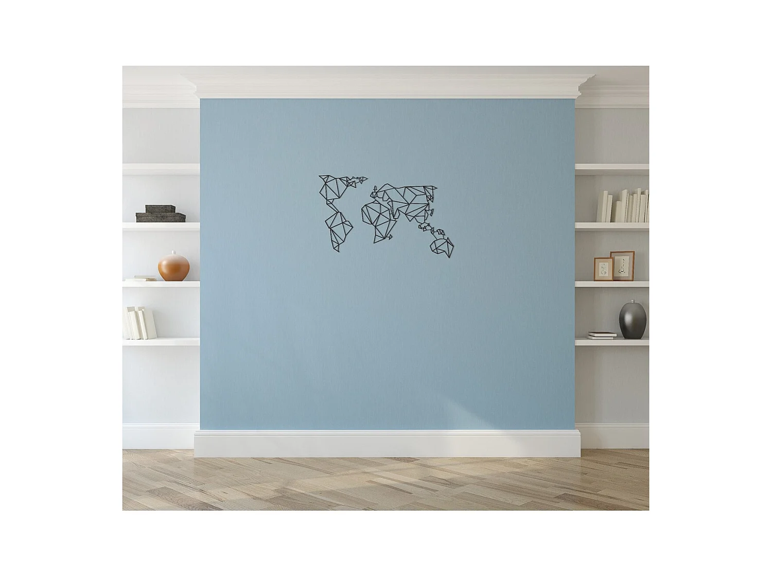 Metalen Decoratie Wereldkaart 15 - Zwart - 100x1,5x58 cm - EPIKASA