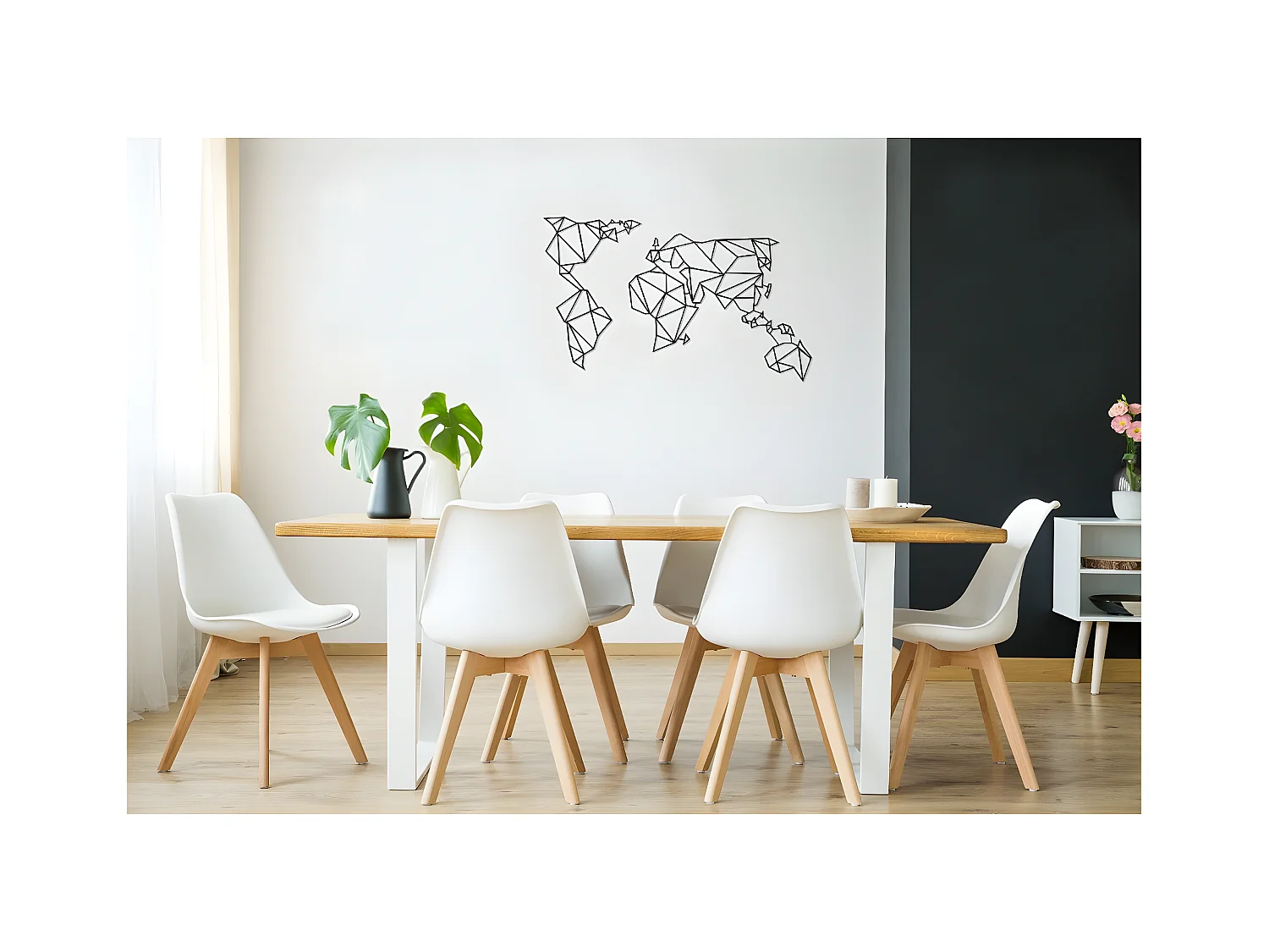 Metalen Decoratie Wereldkaart 15 - Zwart - 100x1,5x58 cm - EPIKASA