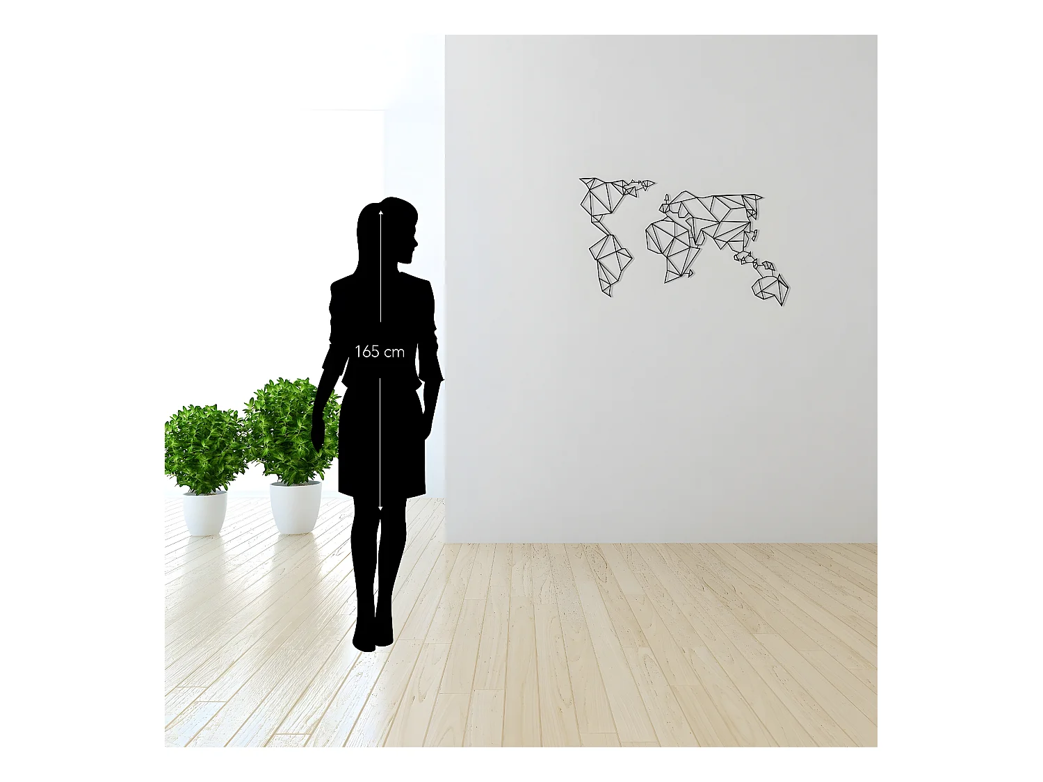 Metalen Decoratie Wereldkaart 15 - Zwart - 100x1,5x58 cm - EPIKASA