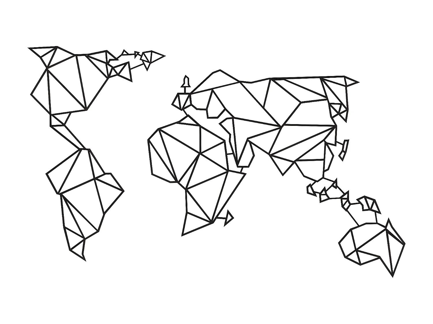 Decoração em Metal Mapa do Mundo 15, Preto, 100x1,5x58 cm, EPIKASA