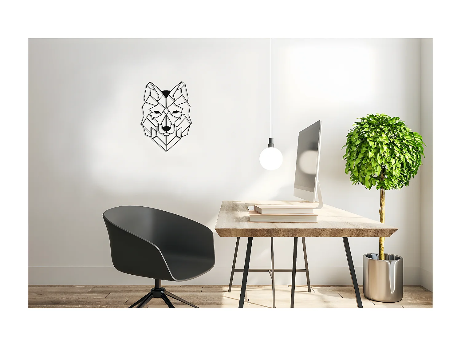 Decoração em Metal Lobo 2, Preto, 41x1,5x57 cm, EPIKASA