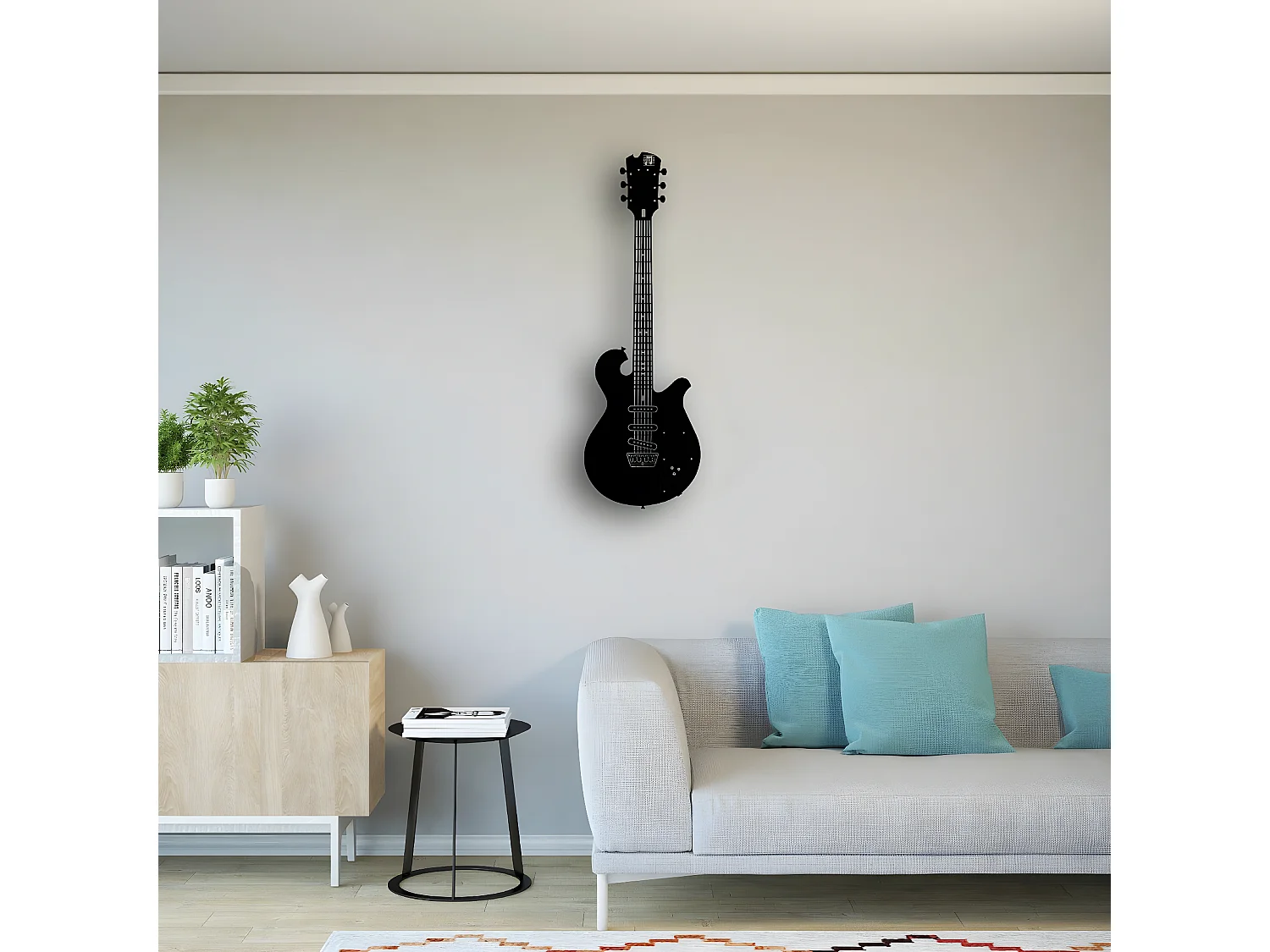 Dekoracja Metalowa Gitara 12, Czarny, 33x1,5x100 cm, EPIKASA