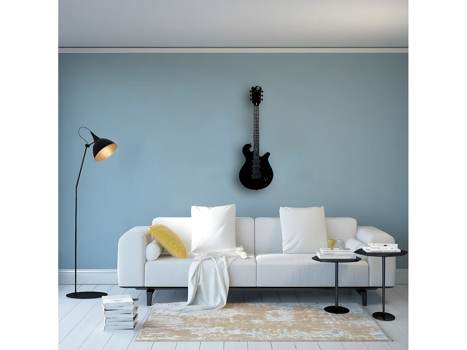 Dekoracja Metalowa Gitara 12, Czarny, 33x1,5x100 cm, EPIKASA