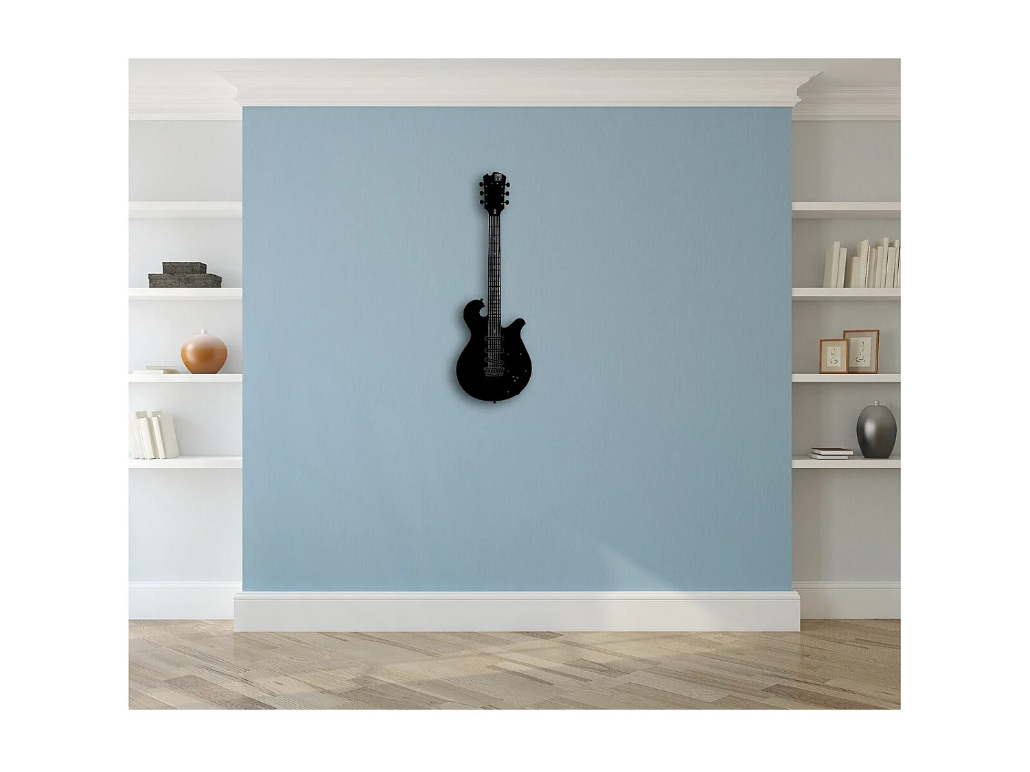 Dekoracja Metalowa Gitara 12, Czarny, 33x1,5x100 cm, EPIKASA