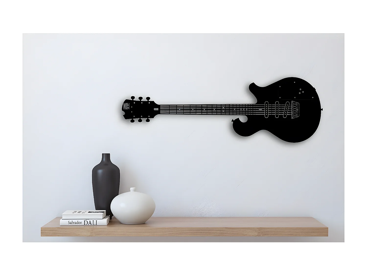 Dekoracja Metalowa Gitara 12, Czarny, 33x1,5x100 cm, EPIKASA