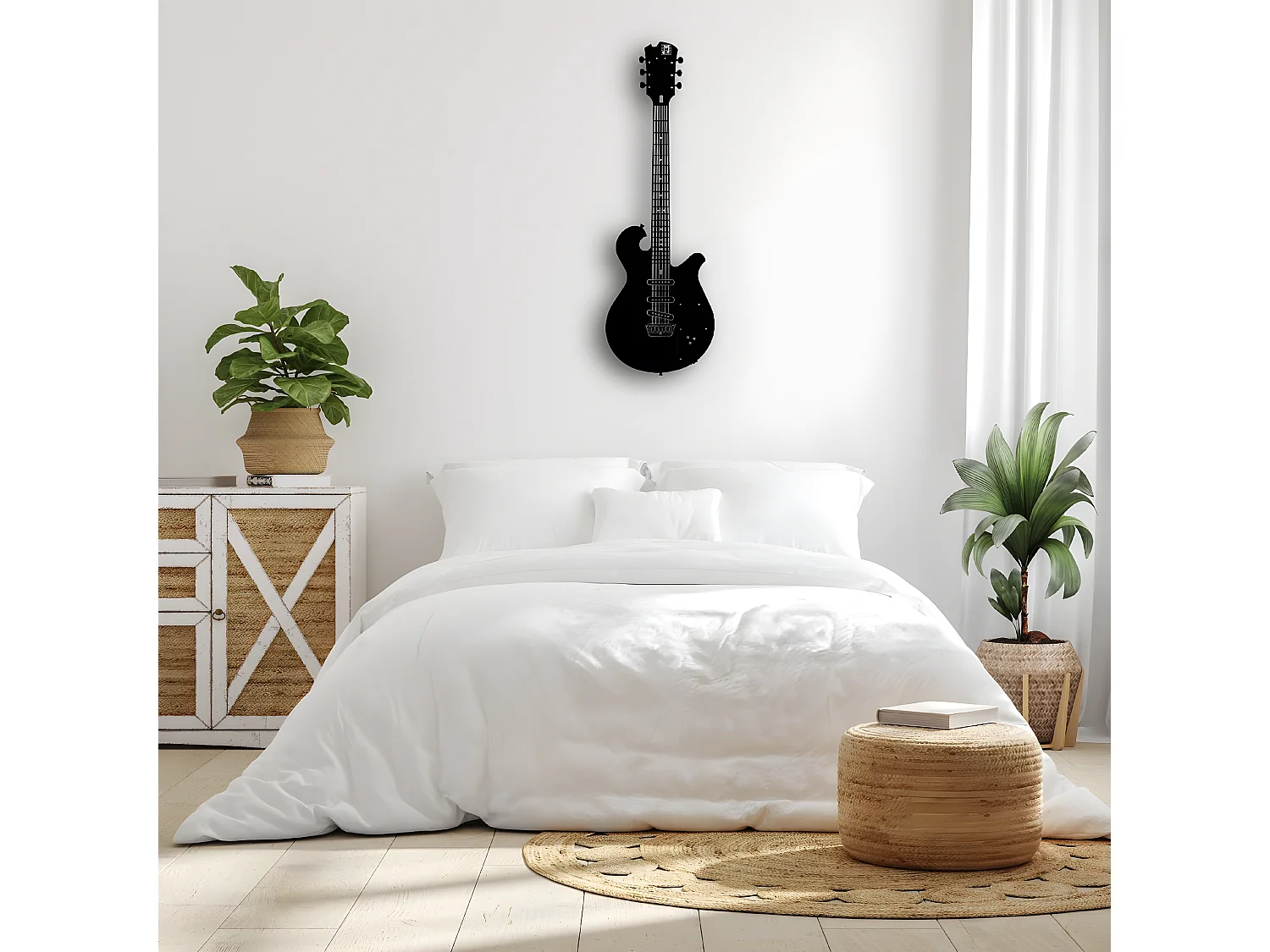 Dekoracja Metalowa Gitara 12, Czarny, 33x1,5x100 cm, EPIKASA