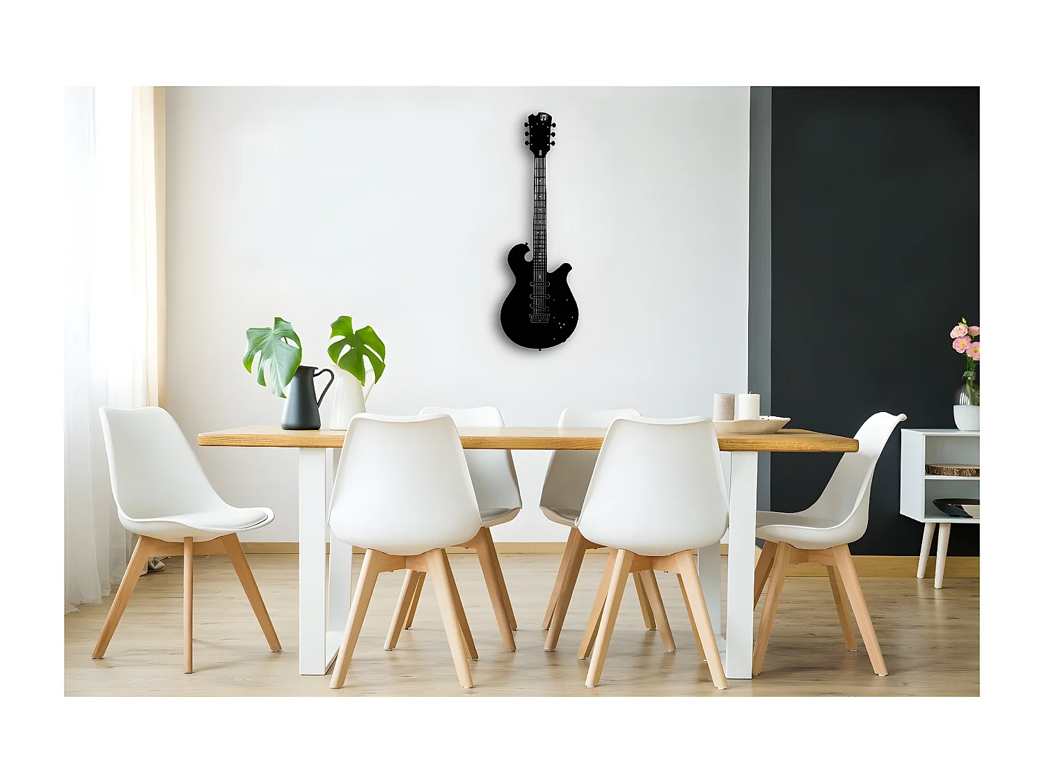 Dekoracja Metalowa Gitara 12, Czarny, 33x1,5x100 cm, EPIKASA