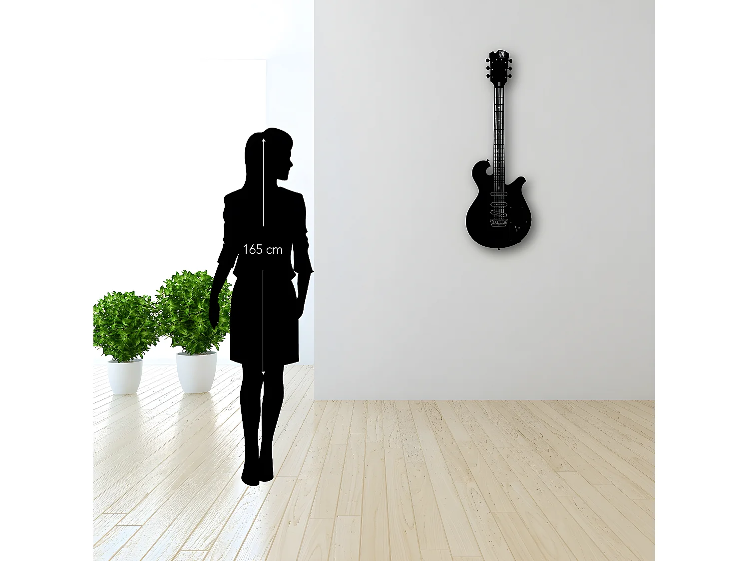 Dekoracja Metalowa Gitara 12, Czarny, 33x1,5x100 cm, EPIKASA