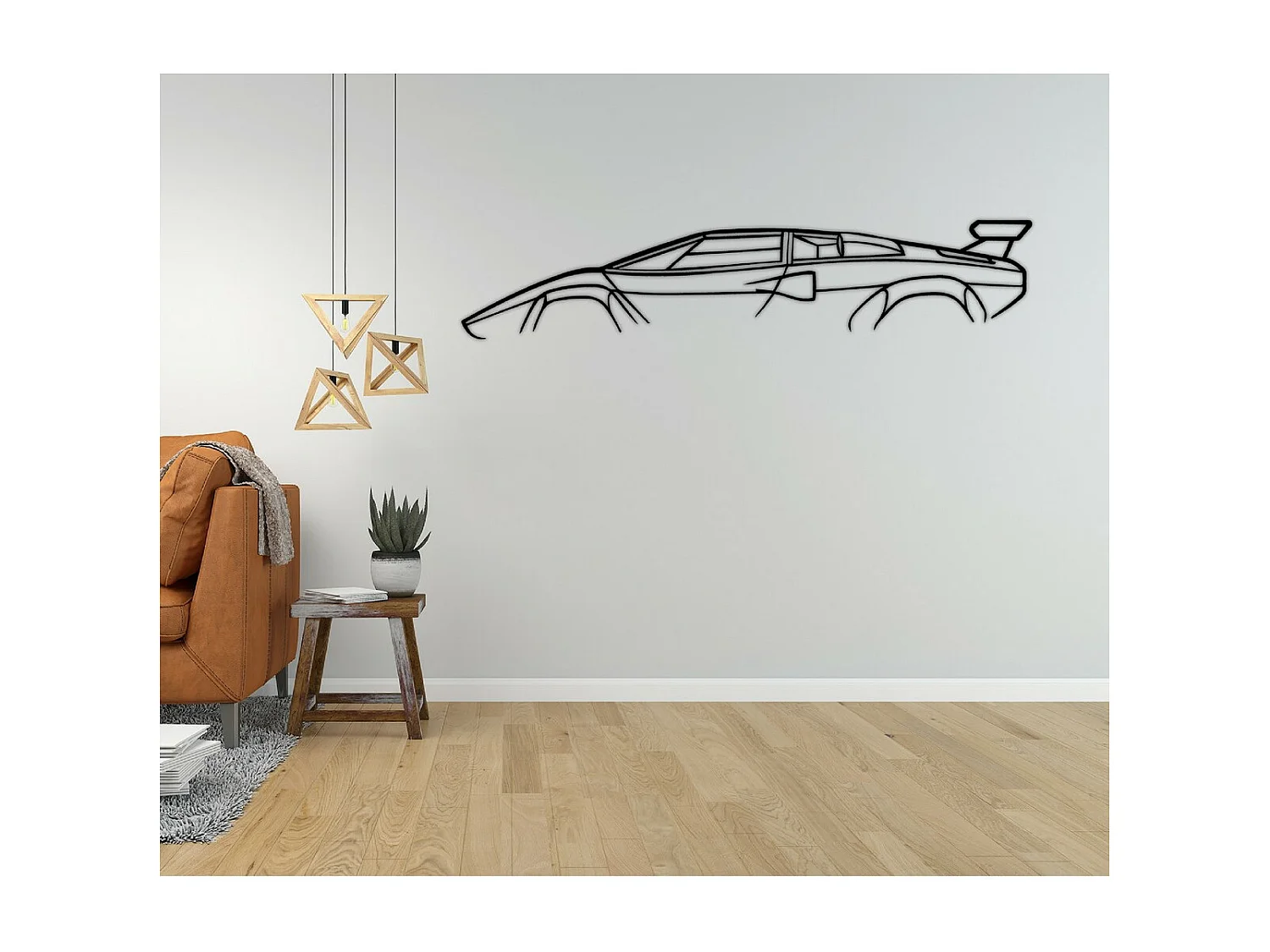 Decorazione in Metallo Macchina, Nero, 202x1,5x40 cm, EPIKASA