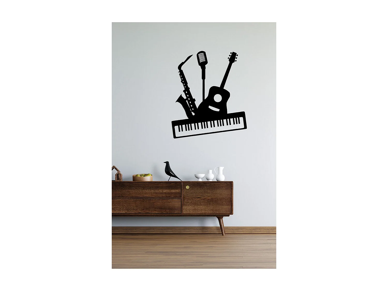 Décoration en Métal Instruments, Noir, 69x1,5x80 cm, EPIKASA