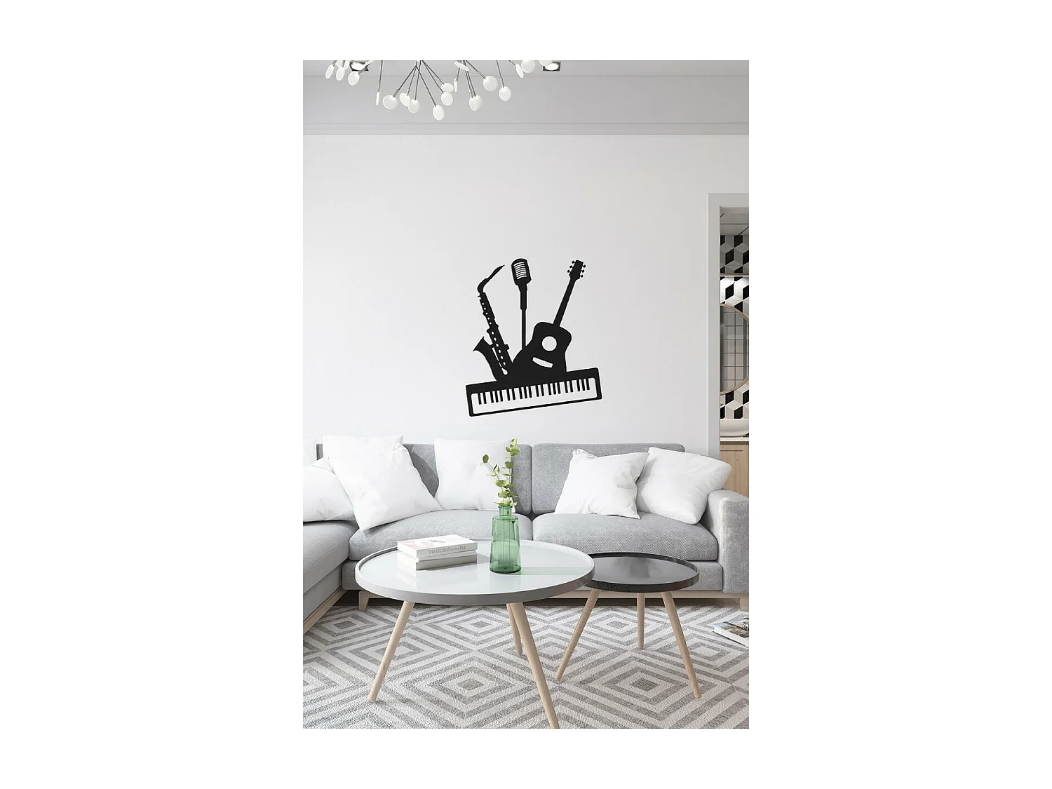 Décoration en Métal Instruments, Noir, 69x1,5x80 cm, EPIKASA