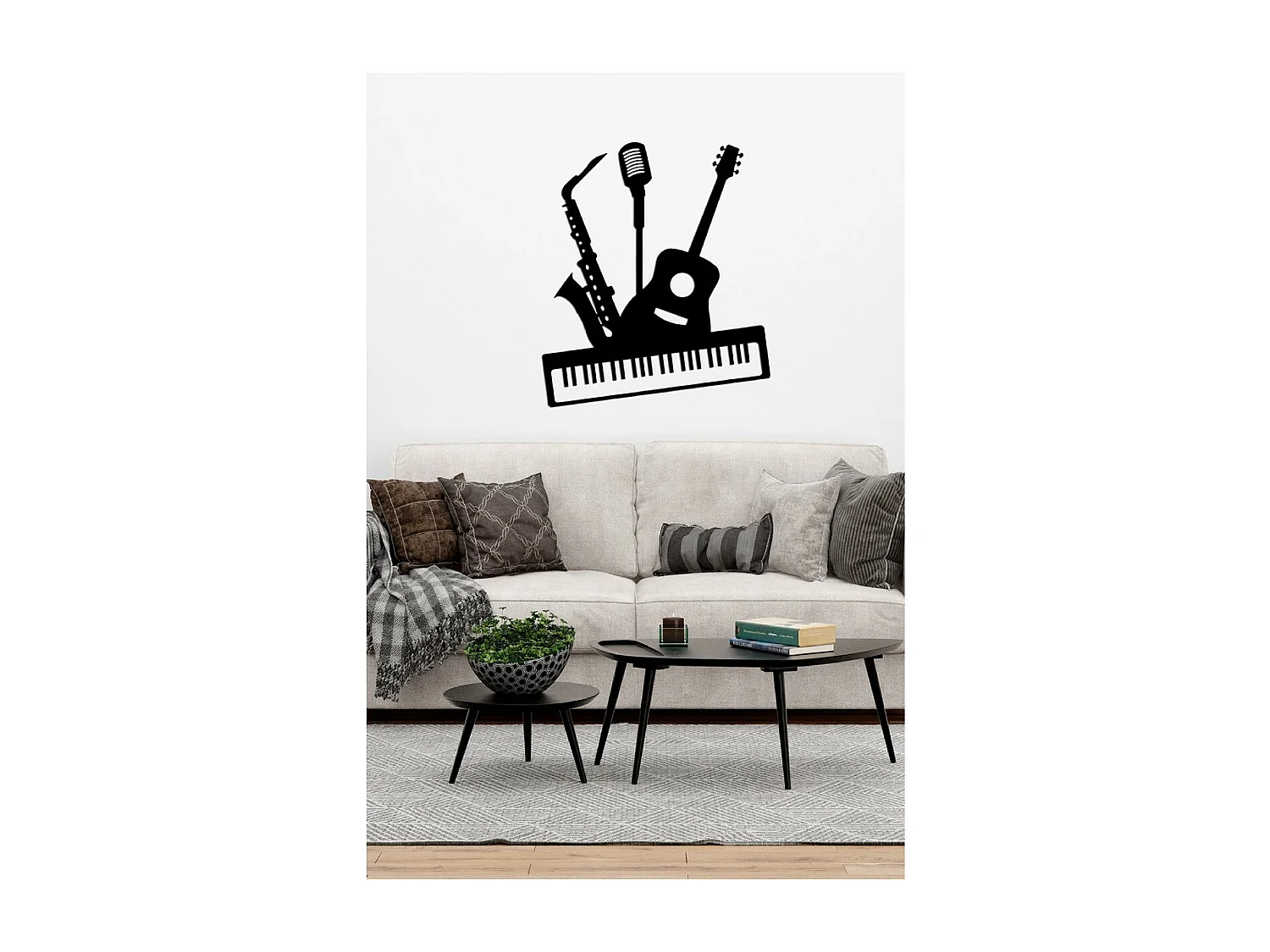 Décoration en Métal Instruments, Noir, 69x1,5x80 cm, EPIKASA