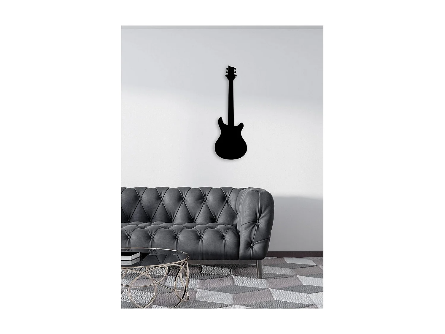 Décoration en Métal Guitare 16, Noir, 27x1,5x80 cm, EPIKASA