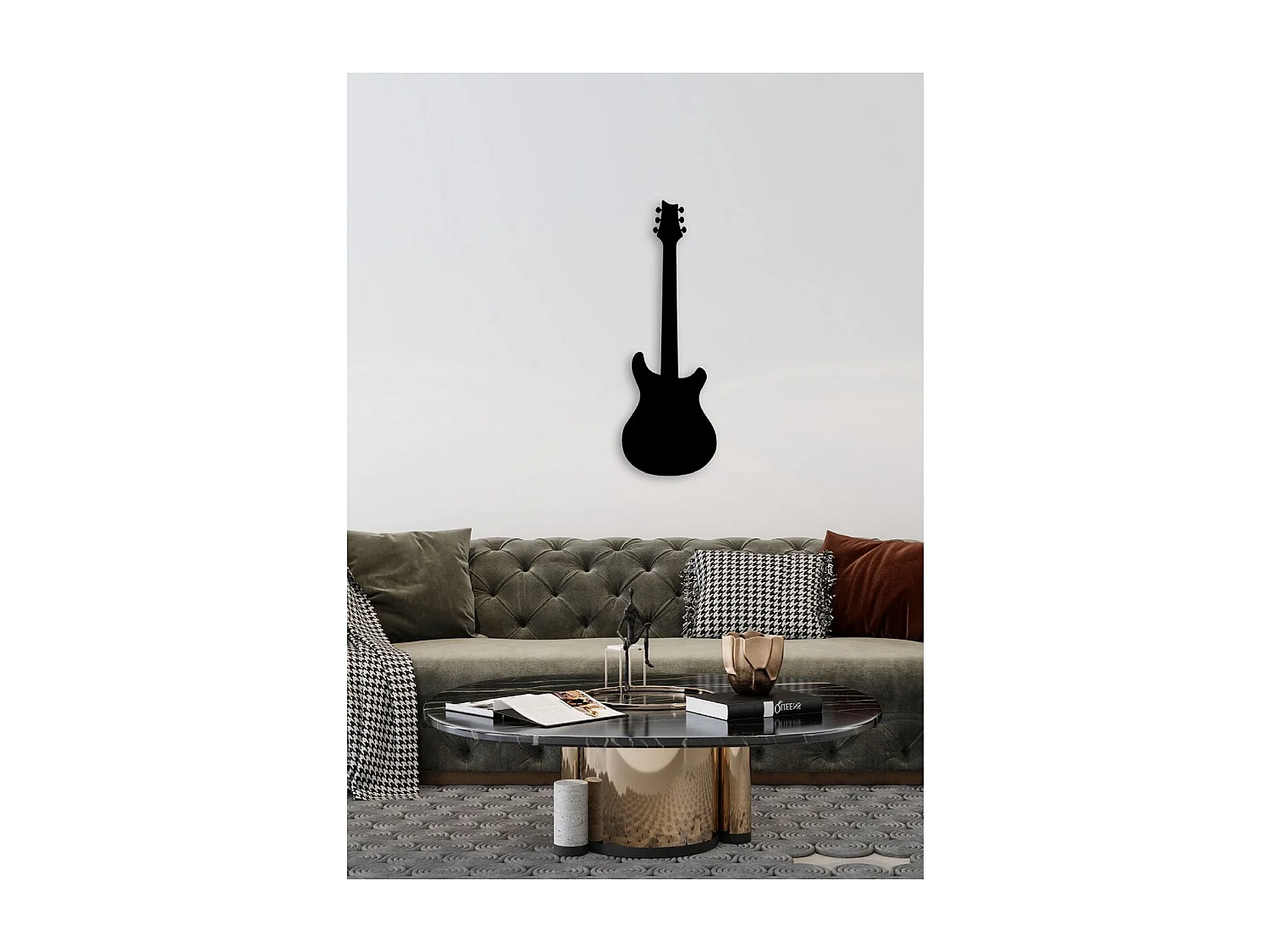 Décoration en Métal Guitare 16, Noir, 27x1,5x80 cm, EPIKASA