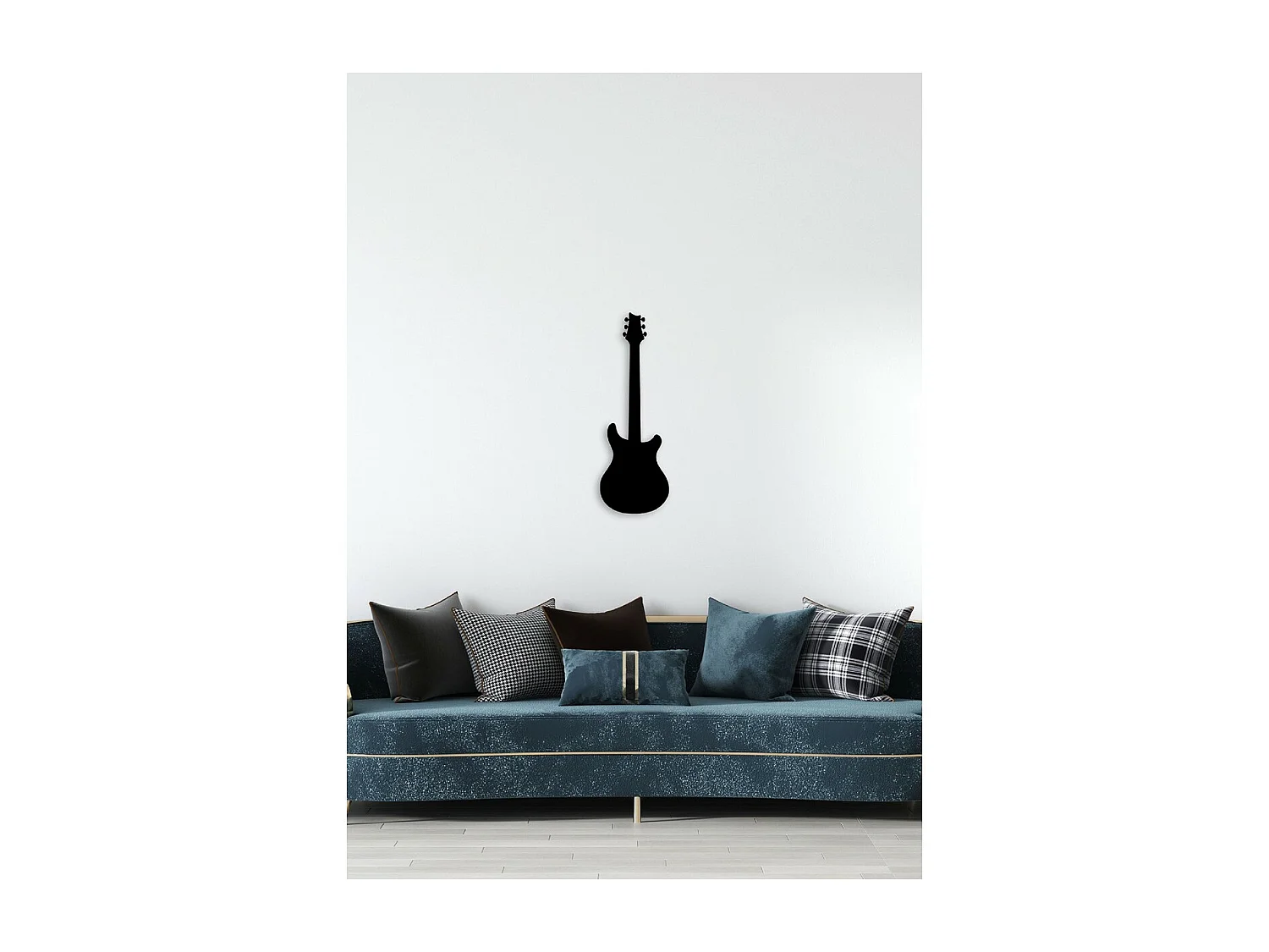 Décoration en Métal Guitare 16, Noir, 27x1,5x80 cm, EPIKASA