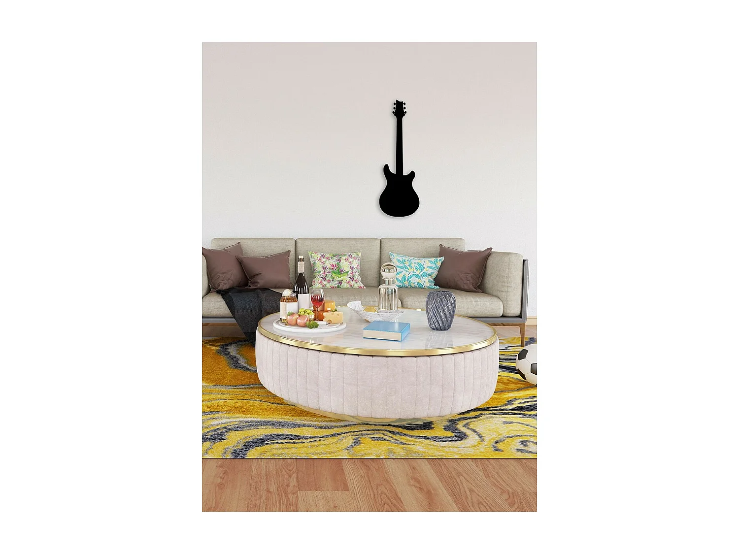 Décoration en Métal Guitare 16, Noir, 27x1,5x80 cm, EPIKASA