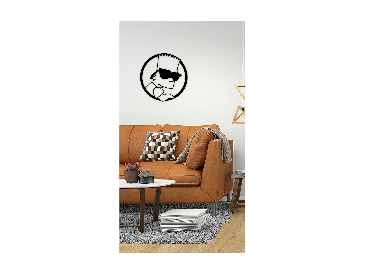 Decoração em Metal Simpson 3, Preto, 70x1,5x72 cm, EPIKASA