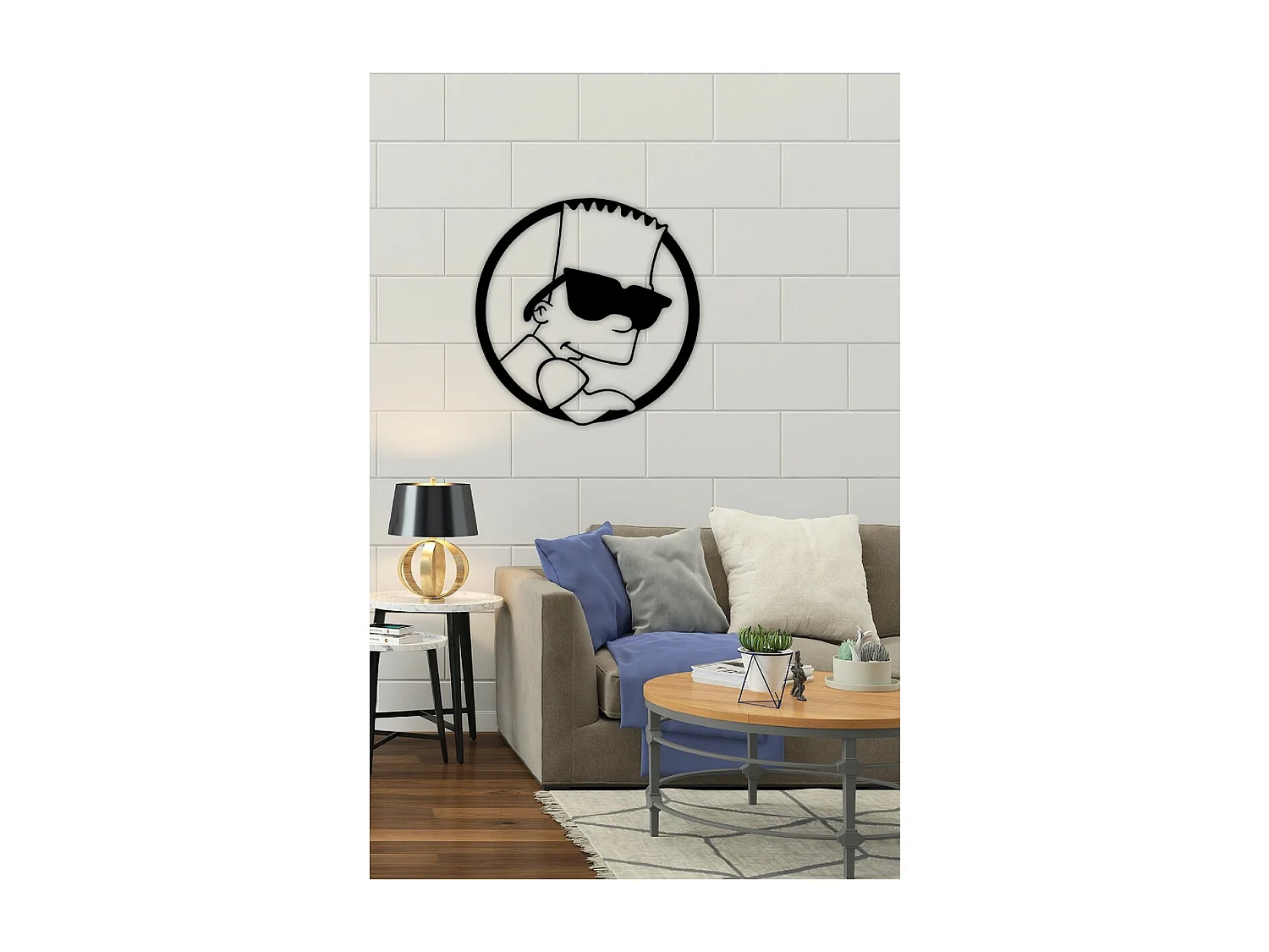 Decoração em Metal Simpson 3, Preto, 70x1,5x72 cm, EPIKASA