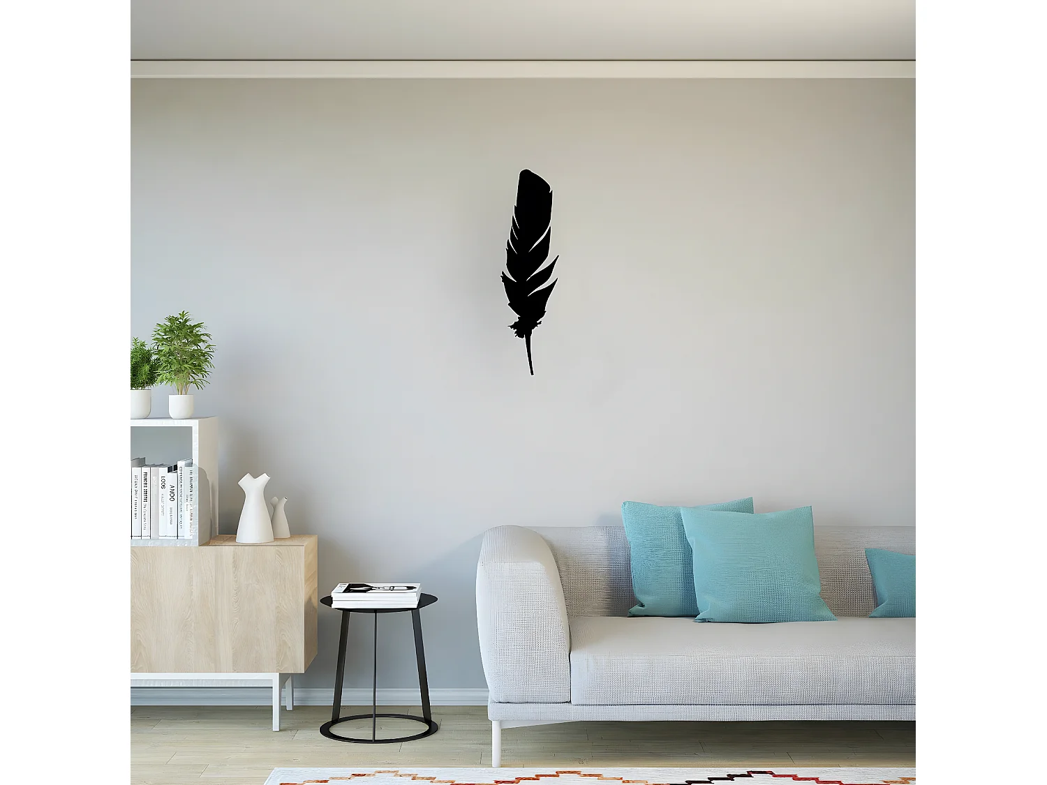 Metalen Decoratie Veer 2 - Zwart - 20x1,5x70 cm - EPIKASA