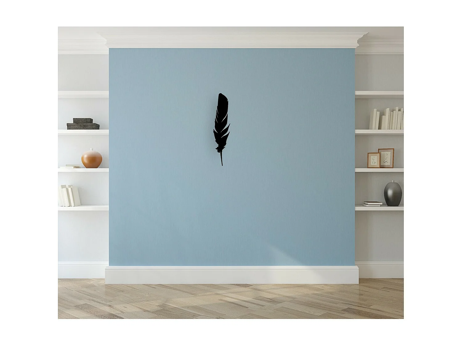 Metalen Decoratie Veer 2 - Zwart - 20x1,5x70 cm - EPIKASA