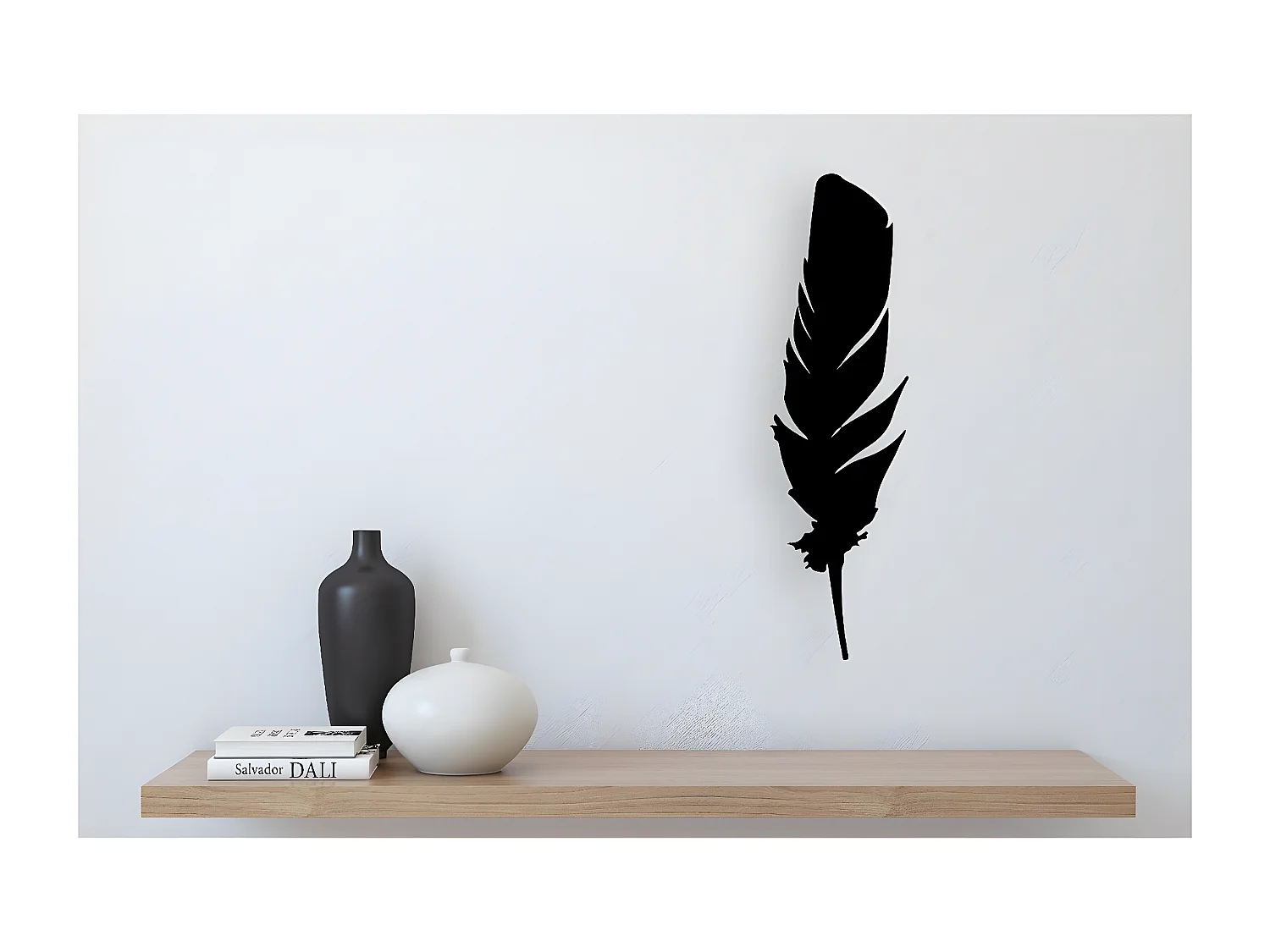 Metalen Decoratie Veer 2 - Zwart - 20x1,5x70 cm - EPIKASA