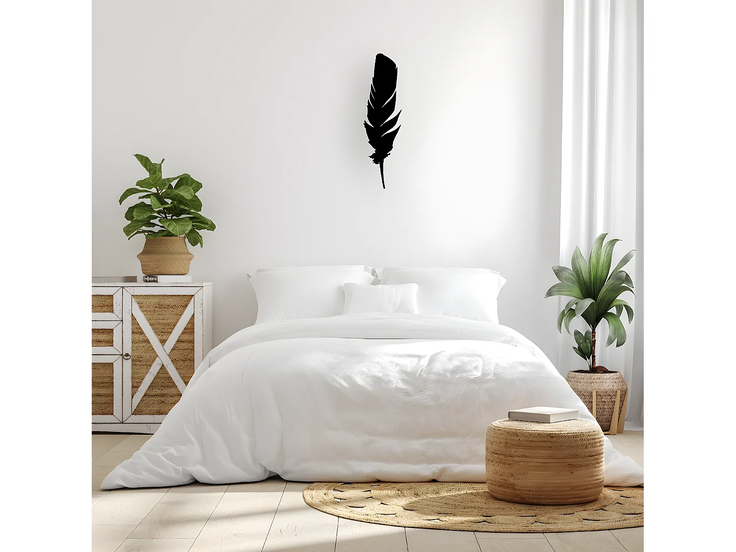 Metalen Decoratie Veer 2 - Zwart - 20x1,5x70 cm - EPIKASA