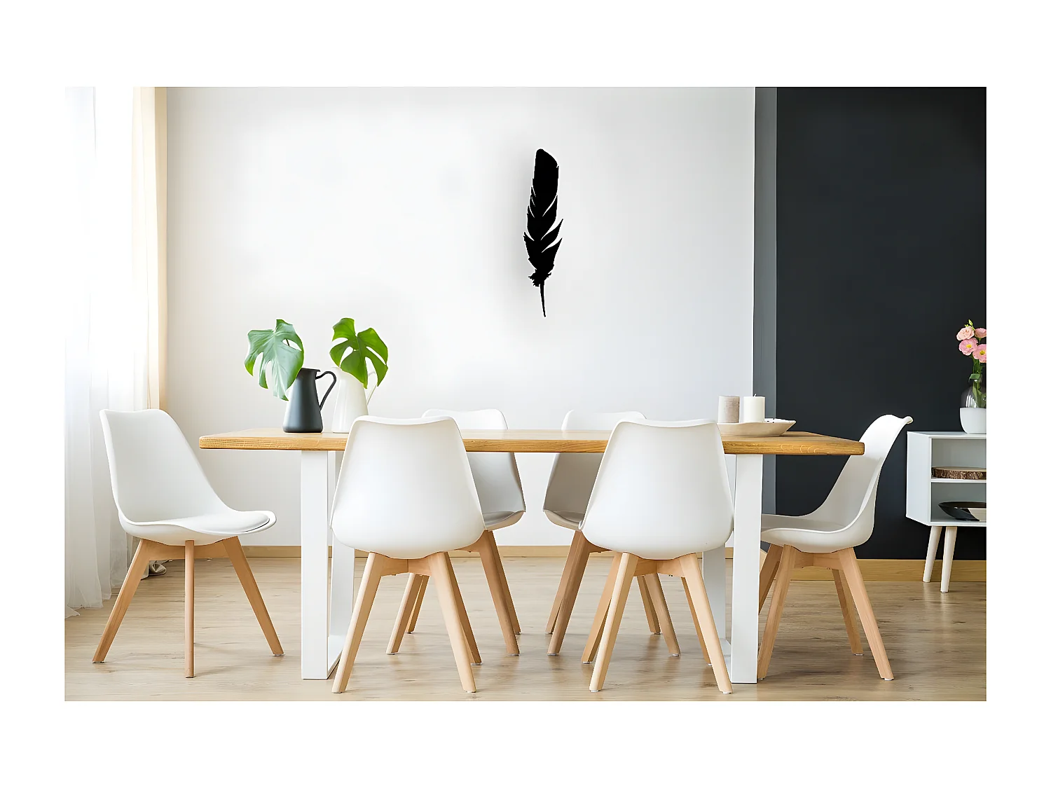 Metalen Decoratie Veer 2 - Zwart - 20x1,5x70 cm - EPIKASA