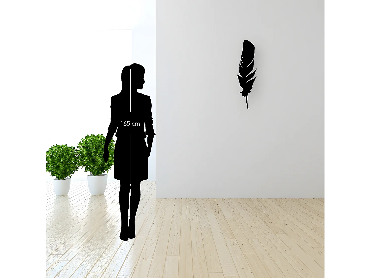 Metalen Decoratie Veer 2 - Zwart - 20x1,5x70 cm - EPIKASA