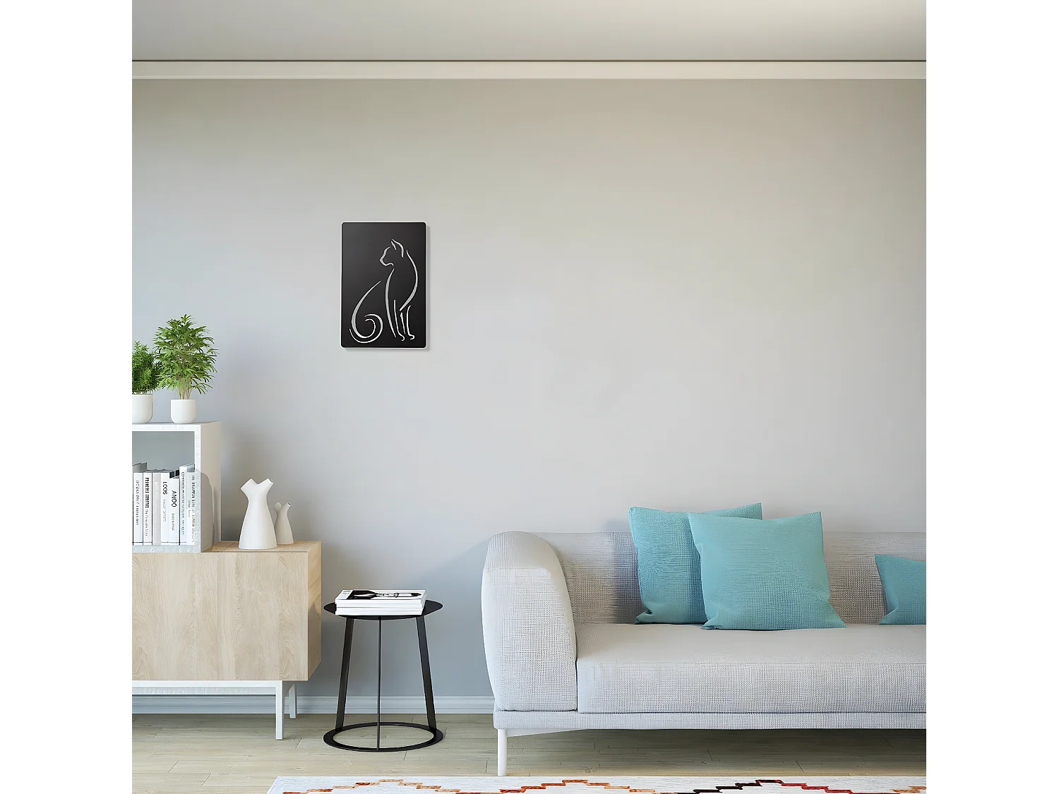 Decoração em Metal Gatos 5, Preto, 30x1,5x45 cm, EPIKASA