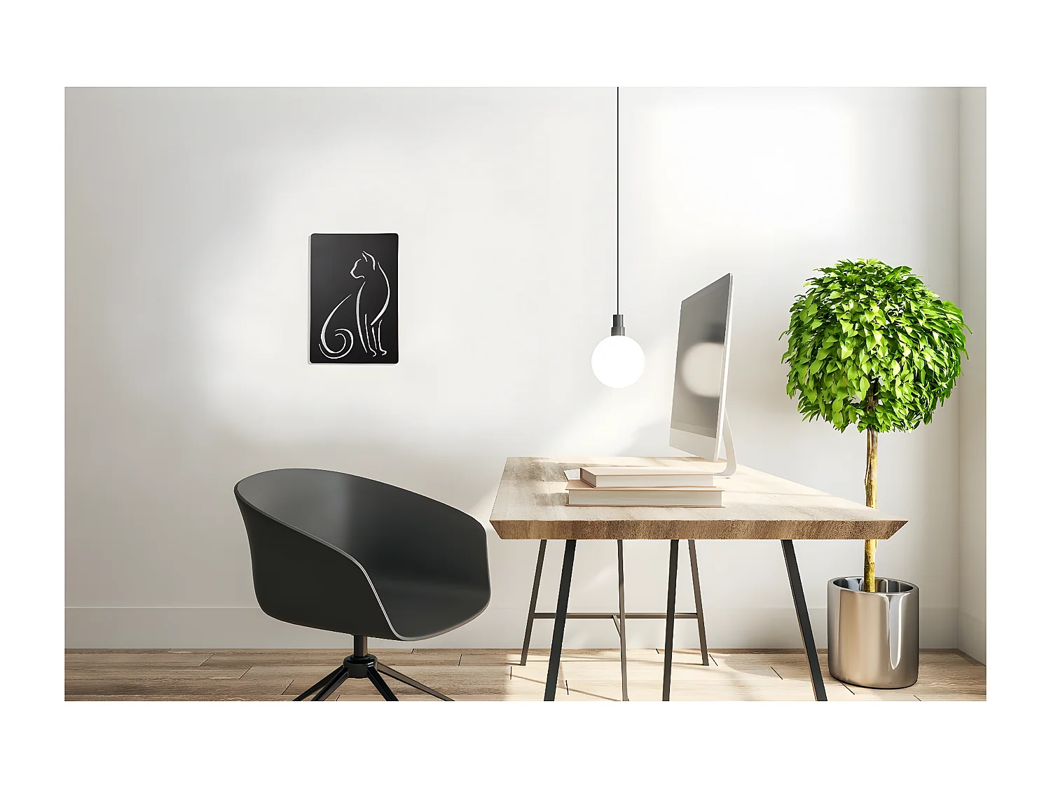 Decoração em Metal Gatos 5, Preto, 30x1,5x45 cm, EPIKASA