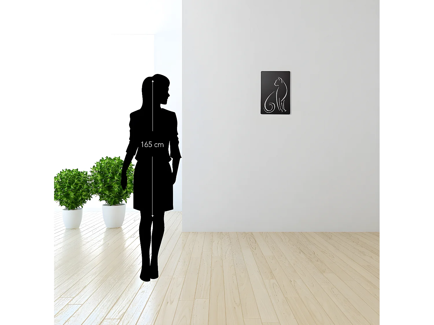 Decoração em Metal Gatos 5, Preto, 30x1,5x45 cm, EPIKASA