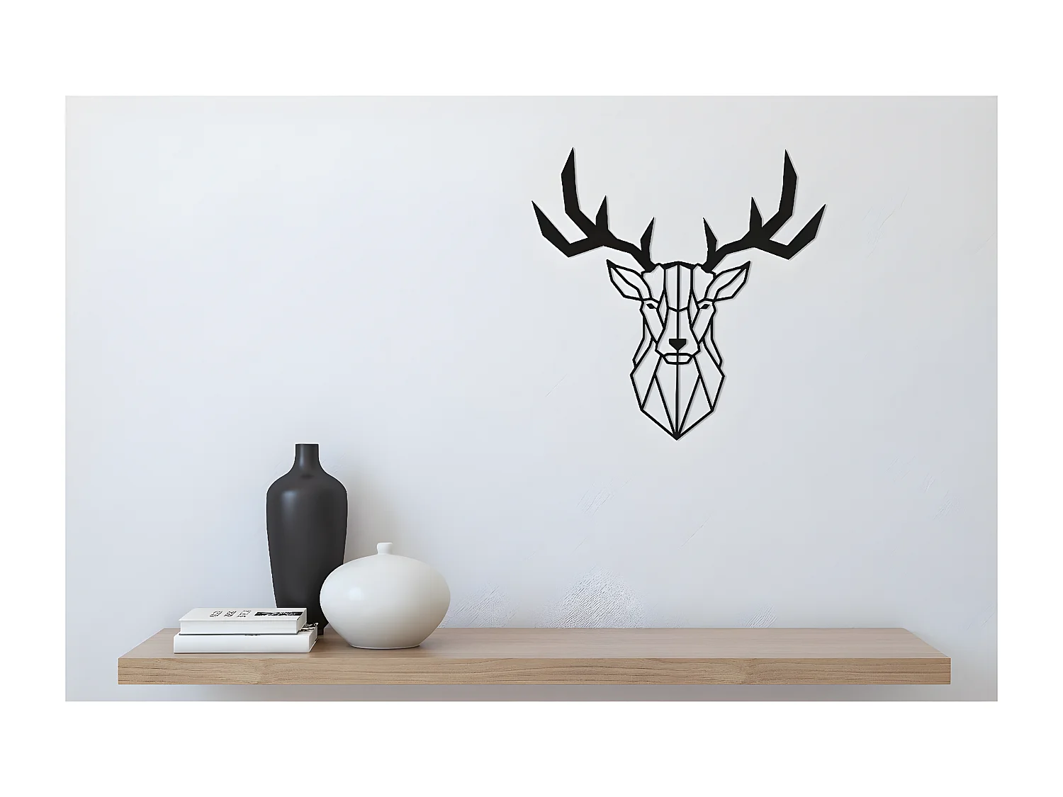 Metalen Decoratie Herten 3 - Zwart - 51x1,5x51 cm - EPIKASA