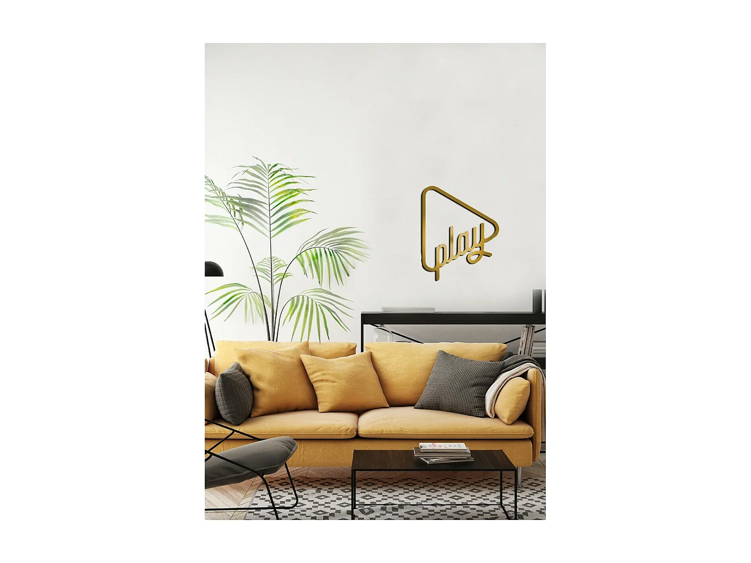 Décoration en Métal Play 1, Or, 50x1,5x62 cm, EPIKASA