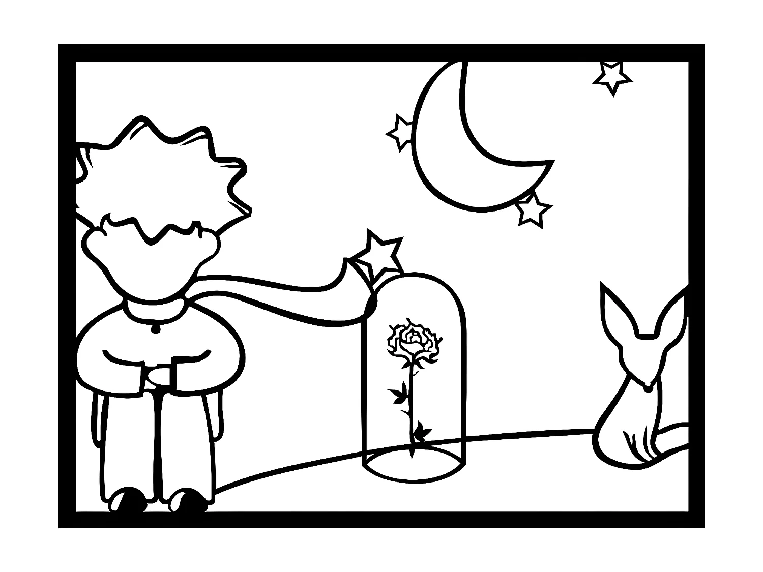 Decoração em Metal Pequeno Príncipe, Preto, 80x1,5x60 cm, EPIKASA