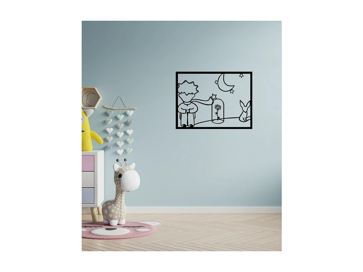 Decoração em Metal Pequeno Príncipe, Preto, 80x1,5x60 cm, EPIKASA