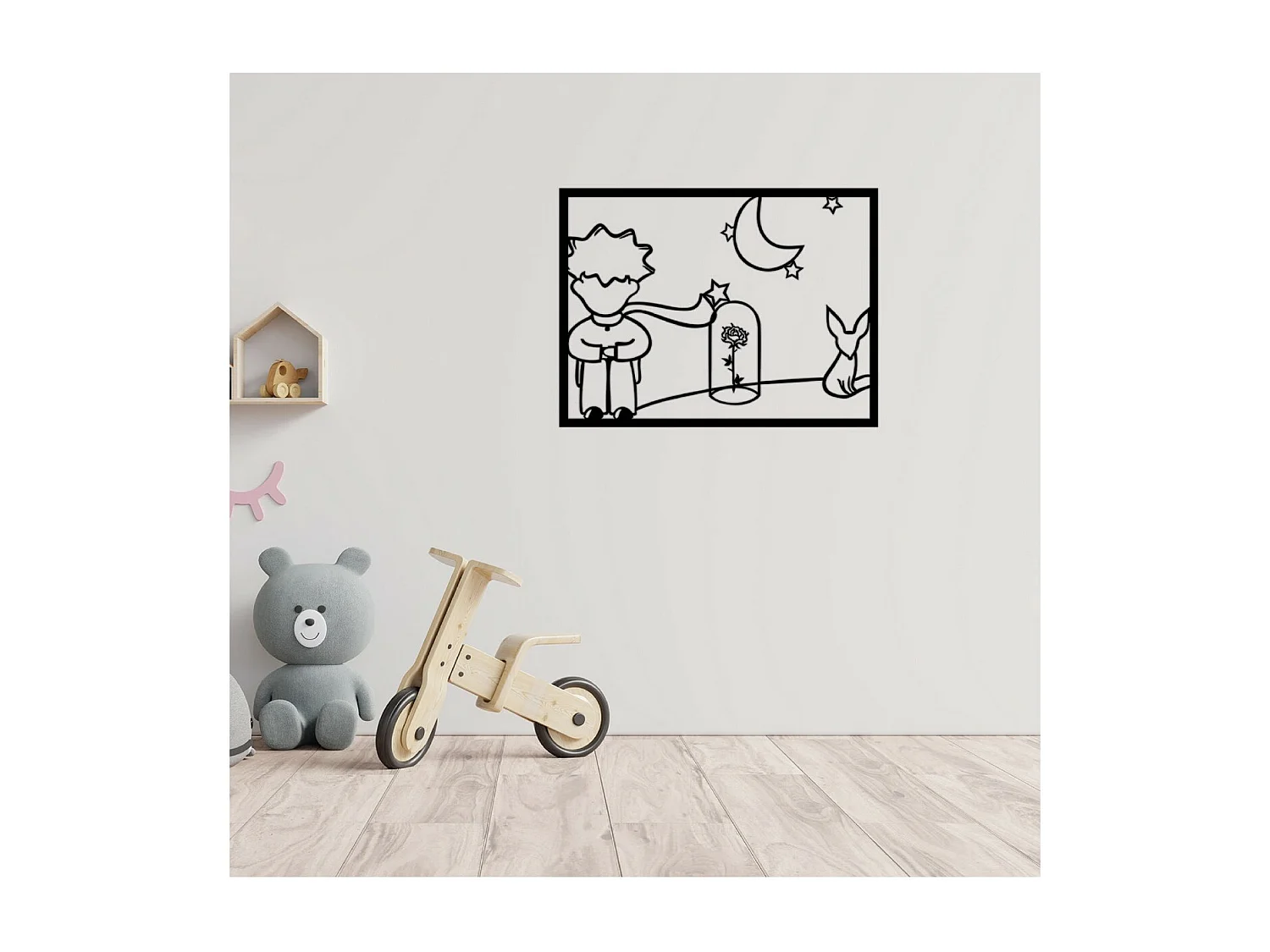 Decoração em Metal Pequeno Príncipe, Preto, 80x1,5x60 cm, EPIKASA